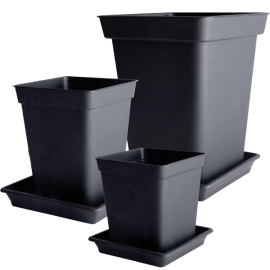 Maceta cuadrada 13x13x14 Ecomagic 1,65L Negra (55ud)